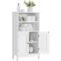 Yaheetech Mueble Baño de Madera Armario Baño con Cajón y Estante Ajustable Mueble Auxiliar de Cocina Armario Multiusos con Puertas Dobles para Salón Entrada Blanco 55x29x86cm
