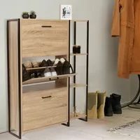 IDMarket Luis - Mueble para zapatos de 2 puertas con estante superior, diseño industrial