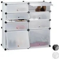 HOOBRO Mueble Zapatero, 8 Compartimentos, Modular Zapatero, Estantería de Plástico, Cajas DIY, con Puerta, con Martillo, para Salón, Dormitorio, Pasillo, Entrada, Dormitorio, Blanco EWT28SC01G1