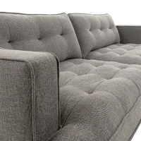 Sofá 3 plazas de estilo nórdico de tela efecto aterciopelado gris claro y madera ENIS