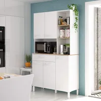 Alacena de Cocina, Aparador Comedor, Mueble Auxiliar 4 Puertas + 1 Cajon y Estante Interior, Acabado en Blanco Artik y Roble Canadian, Medidas: 72 cm (Ancho) x 186 cm (Alto) x 40 cm (Fondo)