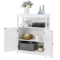 VASAGLE Mueble de Baño, Armario de Baño, Armario de Cocina, Armario Almacenaje con 2 Cajones y 2 Puertas, Estante Regulable, 30 x 60 x 110 cm, Blanco BBC551P31