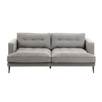 Sofá 3 plazas de estilo nórdico de tela efecto aterciopelado gris claro y madera ENIS