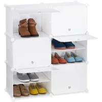 HOOBRO Mueble Zapatero, 8 Compartimentos, Modular Zapatero, Estantería de Plástico, Cajas DIY, con Puerta, con Martillo, para Salón, Dormitorio, Pasillo, Entrada, Dormitorio, Blanco EWT28SC01G1