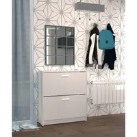 MUEBLES PITARCH Tibet Zapatero,Roble Cambrian/Blanco, 82 x 74 x 25 cm
