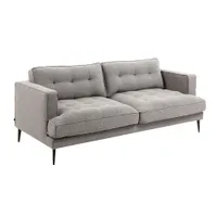 Sofá 3 plazas de estilo nórdico de tela efecto aterciopelado gris claro y madera ENIS