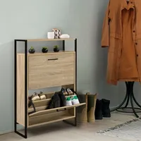 IDMarket Luis - Mueble para zapatos de 2 puertas con estante superior, diseño industrial