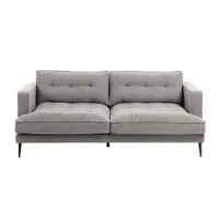 Sofá 3 plazas de estilo nórdico de tela efecto aterciopelado gris claro y madera ENIS