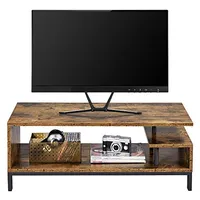 Yaheetech Mueble de TV Salón Mesa de TV Industrial con 2 Puertas Mueble Television de hasta 50 Pulgadas Marrón Rústico y Negro 106x40x50cm